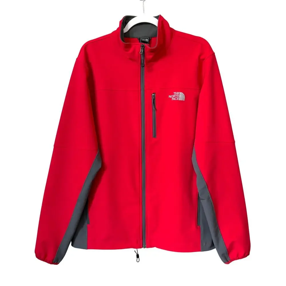 The North Face Apex Pneumatic Softshell Jacket Red Gray Men's Large Performance